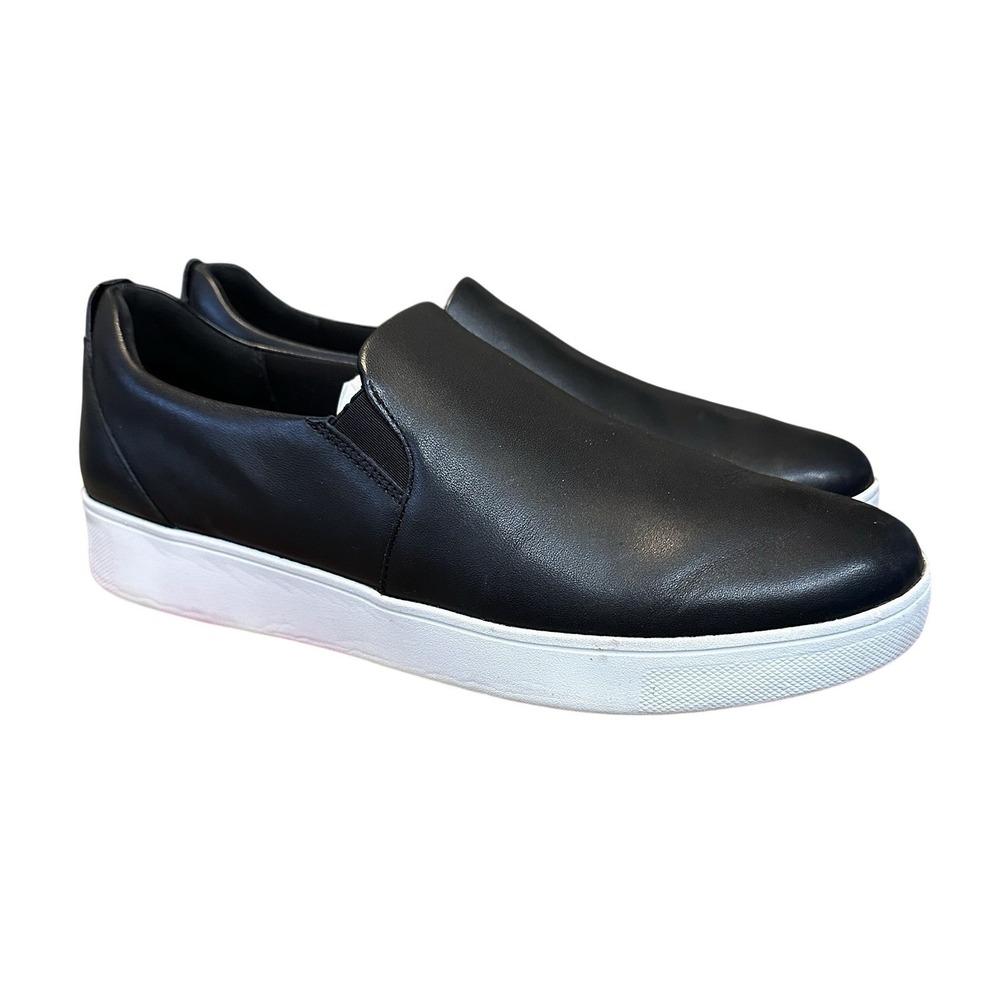 FitFlop Rally Leather Slip On‎ Skate Sneakers Black Shoes Womens Size 11 W/ Box